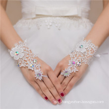 Sexy fingerless beaded lace appliques high quality lady wedding lace glove